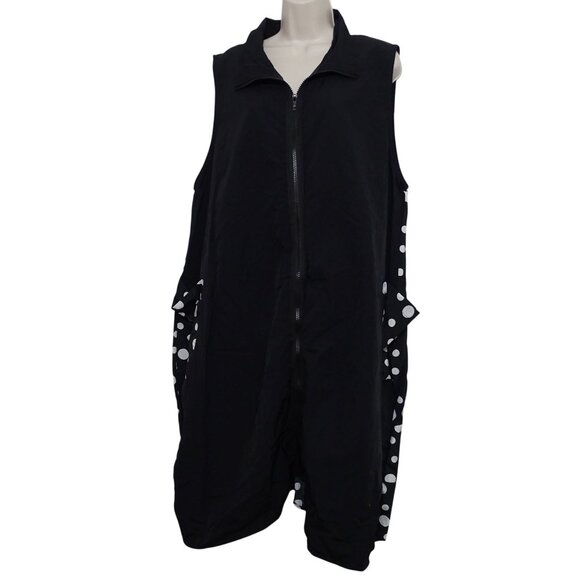 Frou Frou Georgetta Zip Front Vest Frock Black White Polka Dot Women Size 2X NEW - Picture 2 of 8